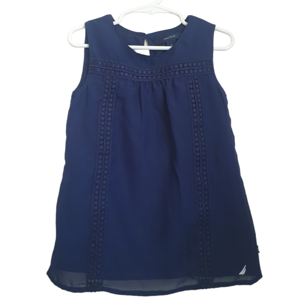 Nautica Girl's Navy Blouse. Sz 5